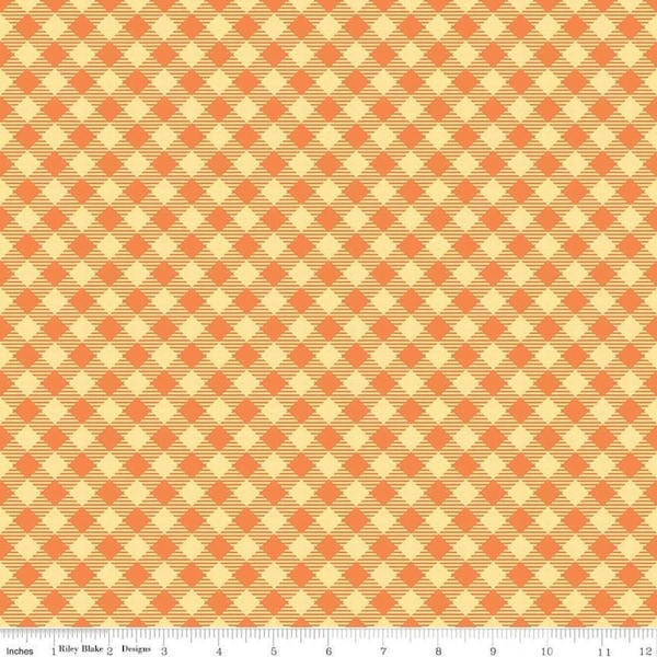 Bee Basics Gingham - Orange by Lori Holt of Bee in my Bonnet by Riley Blake Designs, Tone on Tone Gingham Fabric, Quilting Cotton