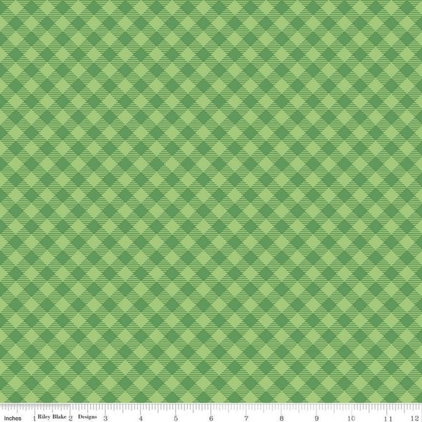 Bee Basics Gingham - Christmas Green by Lori Holt of Bee in my Bonnet by Riley Blake Designs, Tone on Tone Gingham Fabric, Quilting Cotton