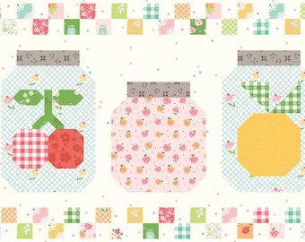 Runner Fabric Kit - In a Fruit Jar Summer Runner Pattern Included; Fabric from Summer Skies & Fireflies by Gracey Larson, Approx. 44" x 19"