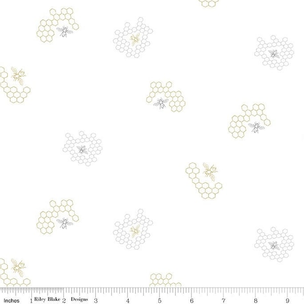 Humble Bee by Tara Reed for the Hush Hush 2 Collection by Riley Blake Designs, Bee Fabric, Quilting Cotton