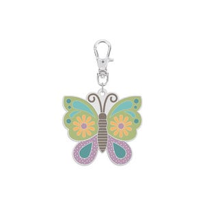 Butterfly Enamel Happy Charm for Piece & Plenty Collection by Lori Holt of Bee in my Bonnet; Approx. 1.5&quot; x 2&quot; zipper pull charm