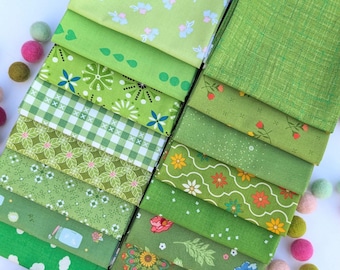 Paquete de telas Gorgeous Greens; paquete de acolchado Fat Quarter de 16 piezas; Selección de la tienda