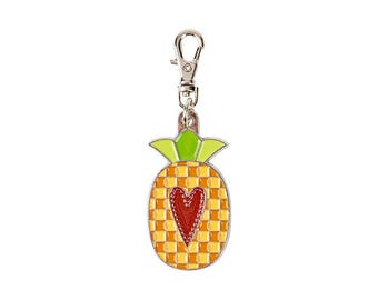 Happy Pineapple Enamel Happy Charm for Home Town Collection by Lori Holt of Bee in my Bonnet; Approx. 1" x 1.75" zipper pull charm