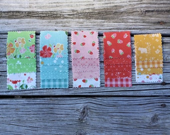 2.5" Mini Charm Fabric Pack, 42 squares from the "Strawberry Honey" collection by Gracey Larson