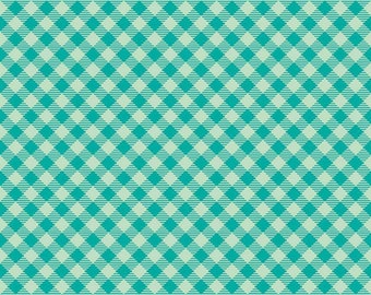 Bee Basics Gingham - Teal Blue by Lori Holt of Bee in my Bonnet by Riley Blake Designs, Tone on Tone Gingham Fabric, Quilting Cotton