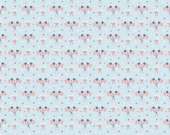 Firework Fields Flags on Light Blue by Gracey Larson for Riley Blake Designs; Patriotic Quilting Fabric