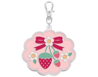 Strawberry Crush Enamel Happy Charm™ by Lori Holt of Bee in my Bonnet; Approx. 2" x 2"