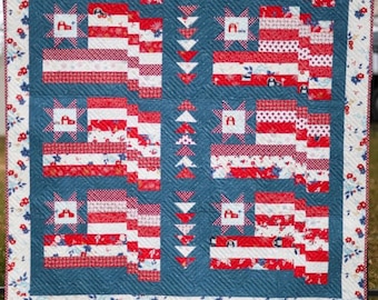 Kit de patchwork Heartland Quilt en telas Sweet Freedom de Beverly McCullough de Flamingo Toes para Riley Blake Designs; incluye patrón en papel.