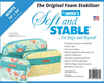 Half Yard, ByAnnie Soft and Stable White 100% Polyester Foam Stabilizer, 18" x 58"