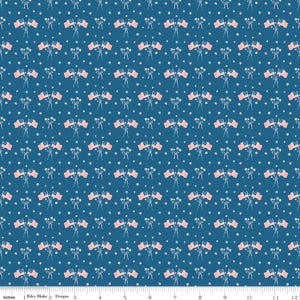 Firework Fields Flags on Coastal Blue by Gracey Larson for Riley Blake Designs; Patriotic Quilting Fabric