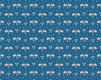Firework Fields Flags on Coastal Blue by Gracey Larson for Riley Blake Designs; Patriotic Quilting Fabric