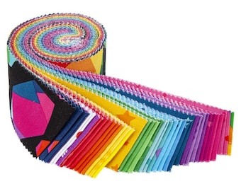 Creado por Kristy Lea para Riley Blake Designs, Rolie Polie de 2 1/2 pulgadas, rollo de tela Jelly Roll de 40 piezas, algodón acolchado de calidad de Quiet Play
