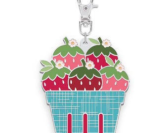 Berry Basket Enamel Happy Charm by Lori Holt of Bee in my Bonnet; Approx. 1.5" x 2"