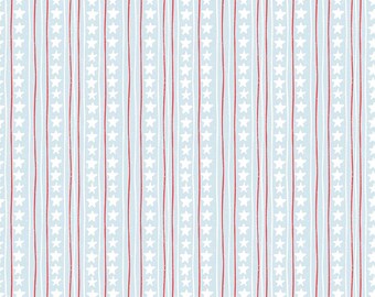 Firework Fields Stars and Stripes in Light Blue by Gracey Larson for Riley Blake Designs; Patriotic Quilting Fabric