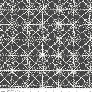 Hey Pumpkin Webs on Charcoal by My Mind&#39;s Eye for Riley Blake Designs, Quality Quilting Cotton, Halloween Fabric By-The-Yard