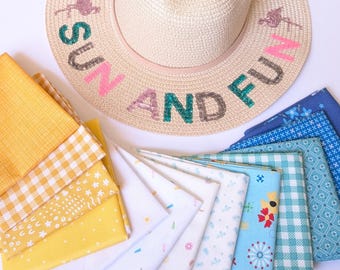 Paquete de telas Summer Sunshine; Paquete de 13 piezas de telas Fat Quarter para acolchado; Selección de la tienda