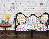 Black Upholstered King Louis XV Settee Sofa Love seat FREE SHIPPING