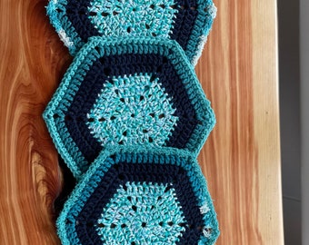 Set of 3 Hexagon Cotton Dishcloth