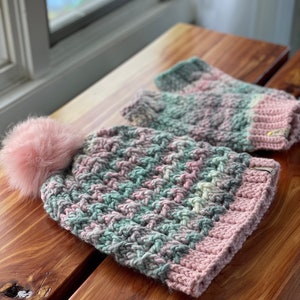 Crocheted Hat and Fingerless Gloves Set