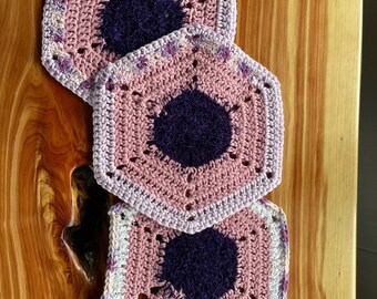 Set of 3, Hexagon Cotton Dishcloth