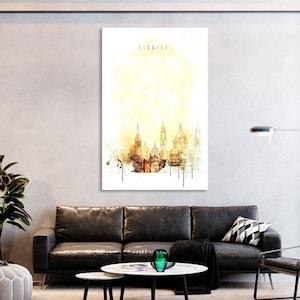 Budapest downtown print art on canvas, Hungary cool artwork ideas, Budapest watercolor print, Budapest original artwork, Budapest wall art