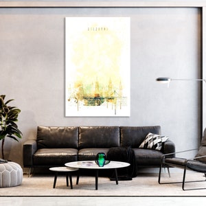 Salzburg large contemporary wall art, Austria wall decoration, Salzburg watercolor city print, Salzburg canvas print, Salzburg  original art