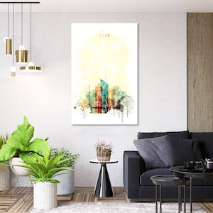 Lyon watercolor painting on canvas, France home wall decor, Lyon city print, Lyon decor wall, Lyon art for interior, Lyon painting canvas