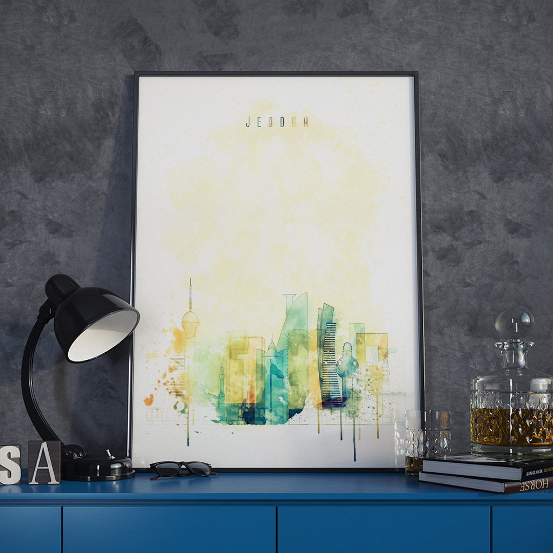 Jeddah Watercolor Poster, Jeddah Decor for Wall, Jeddah Painting Art