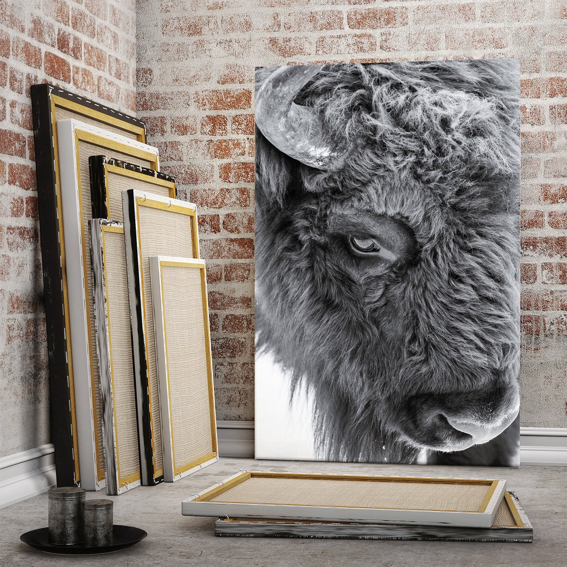 Bull living room wall decor Bull canvas wall art for home and Etsy