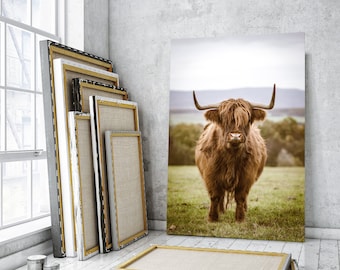 Texas Longhorn Bull home wall art Highland Cow poster art Highland Cow print canvas Highland Cow vertical art Highland Cow modern wall decor