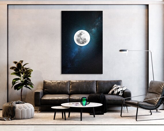 Póster Gato Silueta Luna Estrellas - Impresión Arte Pared Marco Incluido (Tamaños A3/A4)
