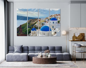 Canvastavla med galleriinslagna bomullsmotiv, Santorini Grekland