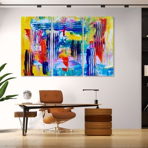 Bunte abstrakte Kunst für Wohnkultur, Abstrakte Zeichnung auf Leinwand, Abstrakter Druck auf Leinwand, Abstraktes Dekor für Wand, Abstrakte Kunst Geschenk