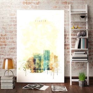 Toledo drawing art on canvas, Spain travel art for home, Toledo watercolor print, Toledo artwork, Toledo modern wall art, Toledo painting