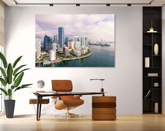 Miami Skyline Canvas Print, Modern Florida Wall Decor