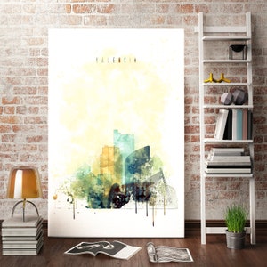 Valencia watercolor painting, Spain wall art canvas prints, Valencia modern wall decor, Valencia cityscape painting on canvas, Valencia art