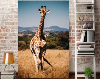 Giraffe Canvas Print, African Animal Wall Decor