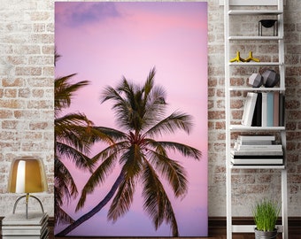 Beach Wall Art Tropical Palm Tree Sunset Canvas Print