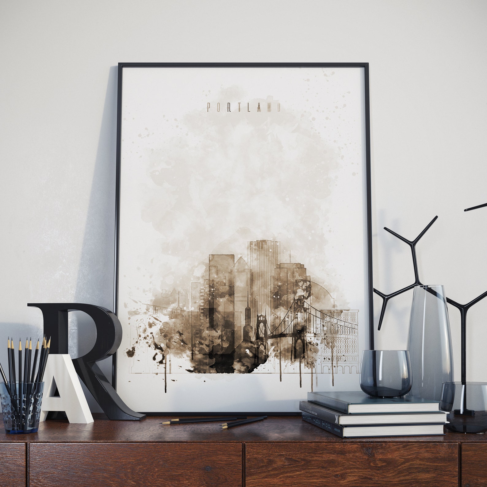 Portland Art Portland Wall Art Portland Wall Decor Portland Etsy