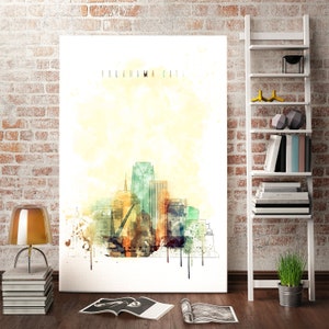 Oklahoma City wall canvas decor, Oklahoma watercolor drawing, Oklahoma City watercolor city, Oklahoma City print canvas, Oklahoma City decor