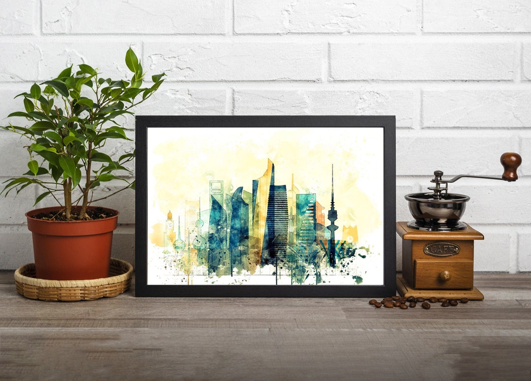 Kuwait Watercolor Art, Kuwait Poster for Decor Wall, Kuwait Wall Art