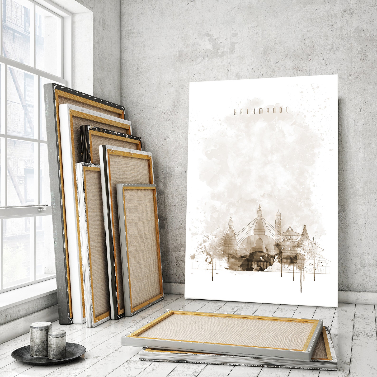 Kathmandu Contemporary Canvas Wall Art Nepal Large Wall Etsy