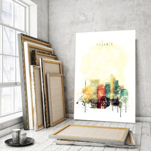 Phoenix wall art canvas prints, Arizona room wall decor, Phoenix watercolor print, Phoenix design decor, Phoenix painting on canvas