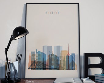Tallinn Art Tallinn Watercolor Tallinn Multicolor Tallinn Wall Art Tallinn Wall Decor Tallinn Home Decor Tallinn Skyline Tallinn Print