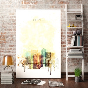 La Paz Watercolor Skyline Print – Bolivia Cityscape Wall Art | South America Travel Poster, Modern Architecture Home Decor Artwork