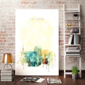 Dortmund cityscape printing on canvas, Germany wall pictures for living room, Dortmund watercolor, Dortmund modern wall art, Dortmund canvas