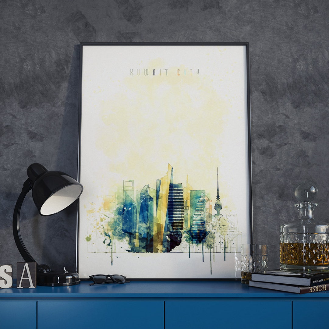 Kuwait Wall Art, Kuwait Watercolor Poster, Kuwait Decor for Wall