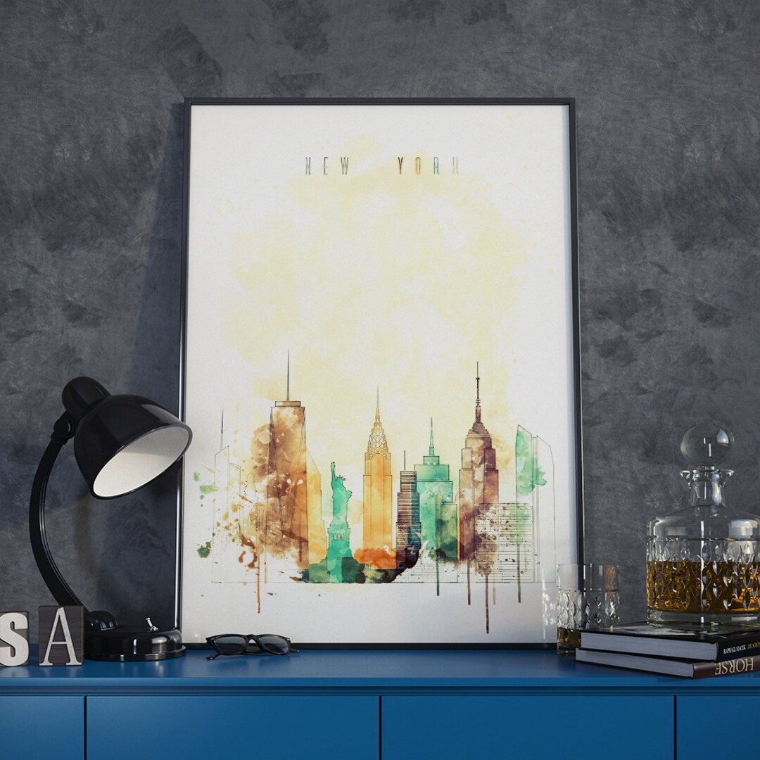 New York Watercolor Poster, New York City Print, New York Artwork, New