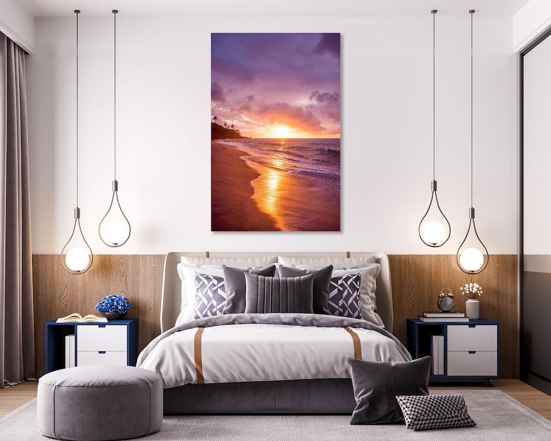 Sunset on the Beach Wall Art for Bedroom, Beach Original Art for ...
