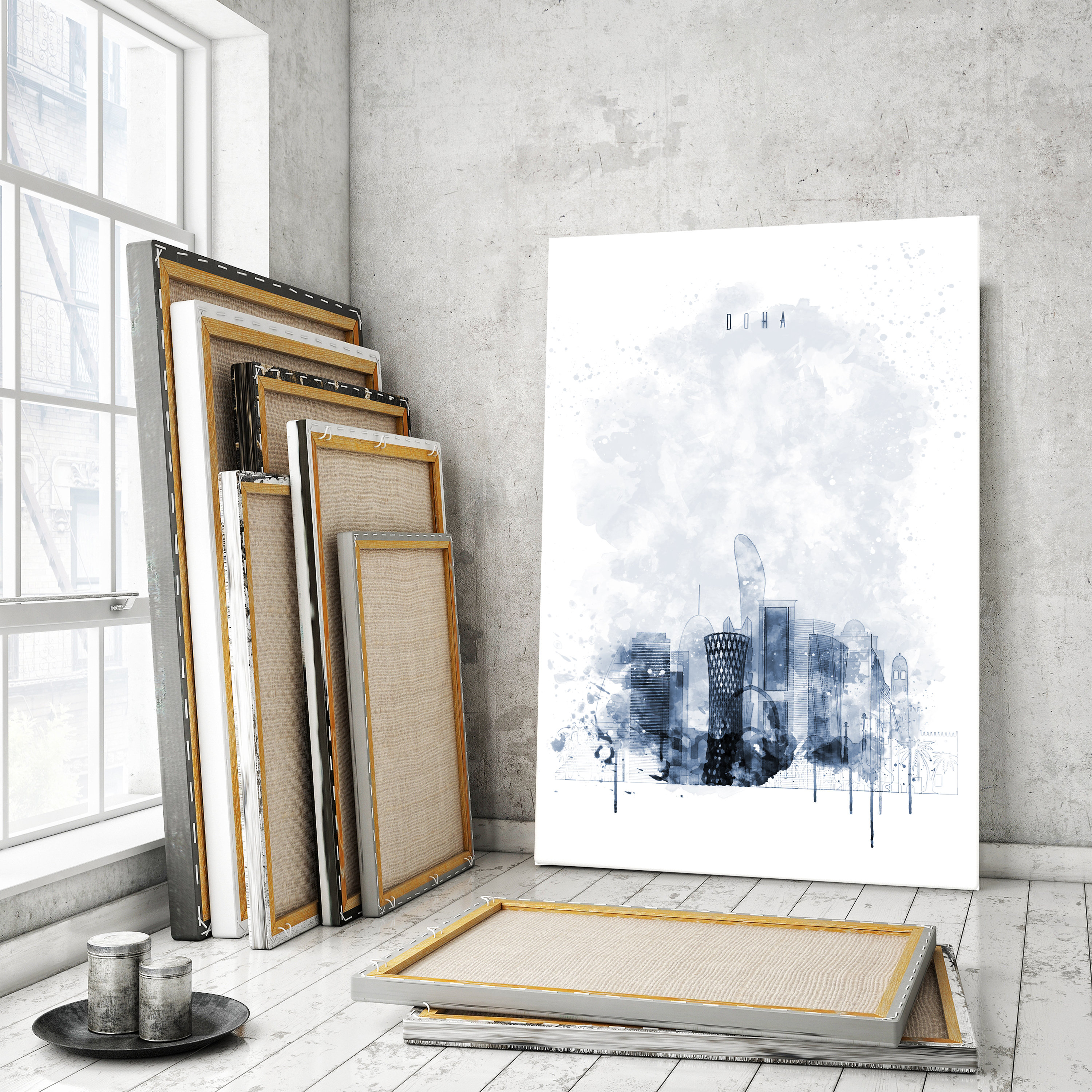 Doha Watercolor Painting Qatar Home Decor Wall Art Doha Etsy